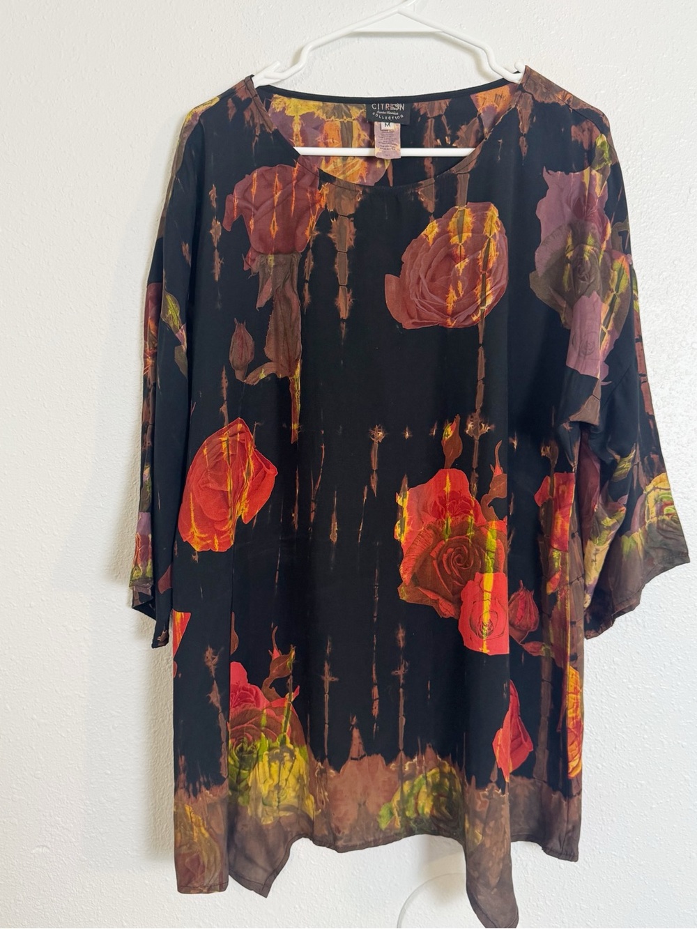 Citron floral tunic blouse
